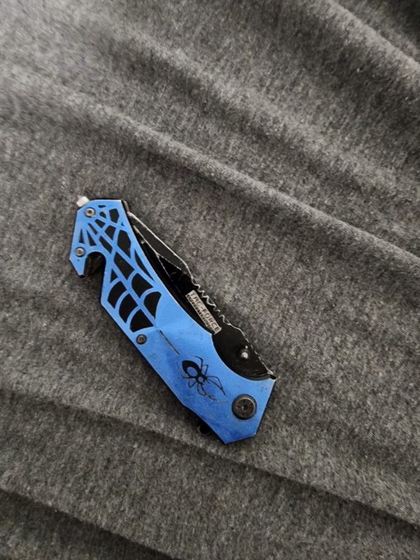 Blue Spyderco used knife